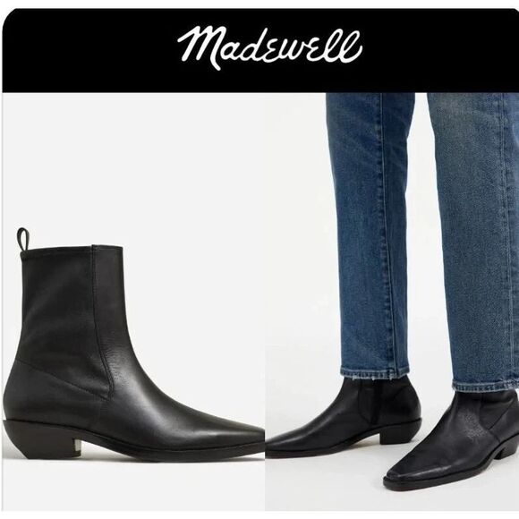 Madewell Shoes - New Madewell The Idris Black Leather Ankle Boot Women Size 9 Western Inspired